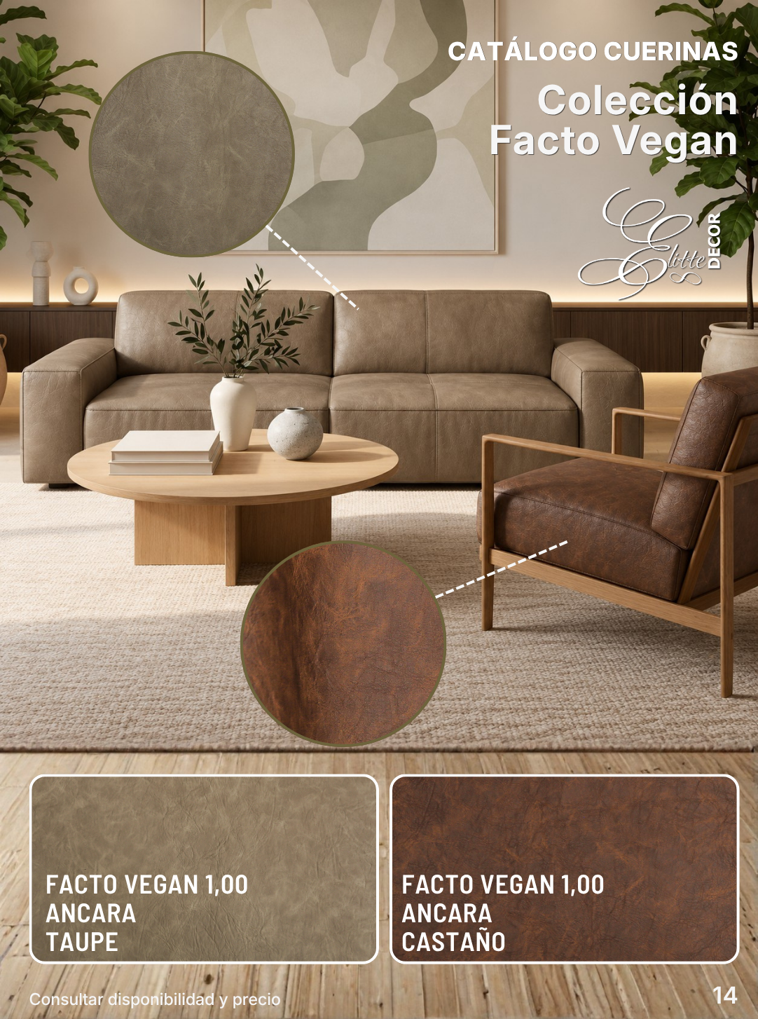 Cuerina Facto Vegan 1,00 · Taupe y Castaño