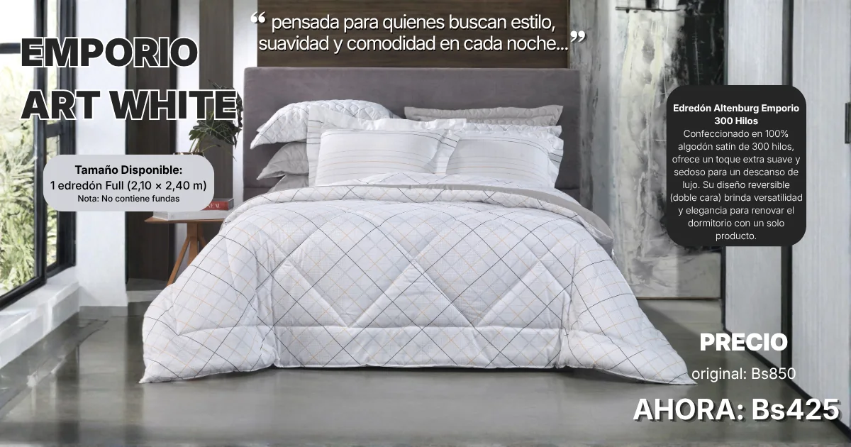 Edredón EMPORIO ART WHITE en liquidación