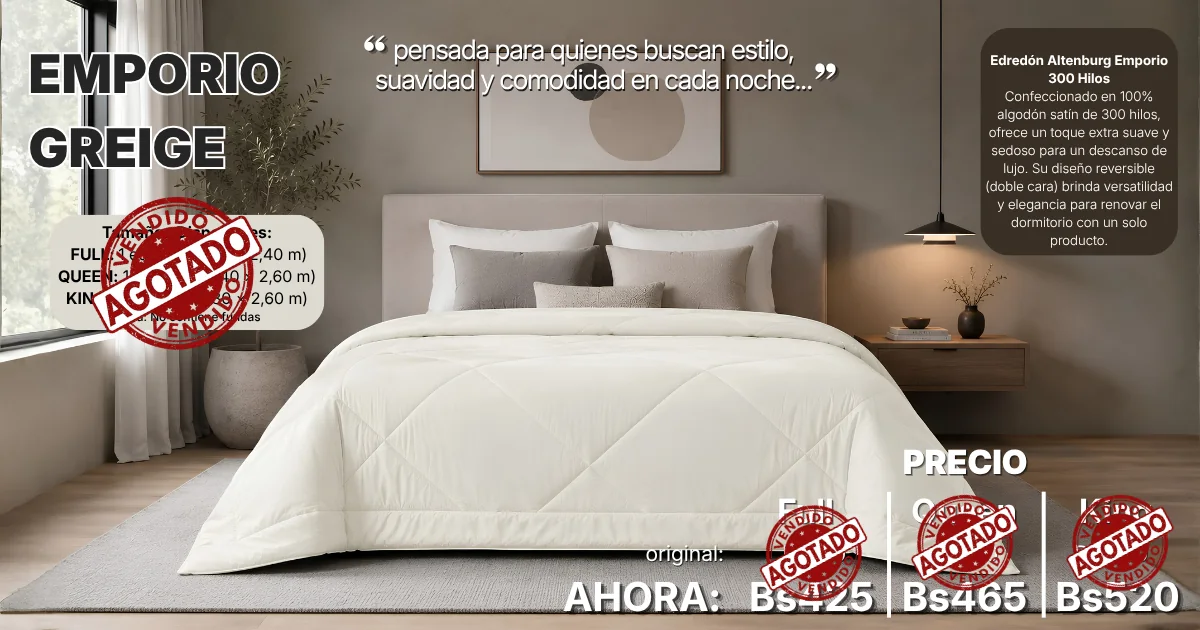 Edredón EMPORIO GREIGE en liquidación
